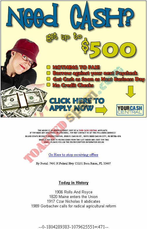 toastedspam.com hoho0.com 0001 - 2004-03-18	cash - t1.hoho0.com/track.php mailto:jeff66@post.com 415-566-5932