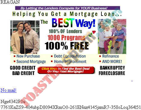 toastedspam.com lowratemortgages.info 0007 - 2003-04-04	mortgage - www.lowratemortgages.info/lead2345 mailto:mortgage9007@yahoo.com